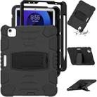 3-Layer PC + Silicone Shockproof Tablet Case with Holder For iPad Air 2020 / 2022 10.9 / Pro 11 2022 / 2021 / 2020 / 2018(Black+Black) - 3