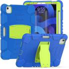 3-Layer PC + Silicone Shockproof Tablet Case with Holder For iPad Air 2020 / 2022 10.9 / Pro 11 2022 / 2021 / 2020 / 2018(Blue+Lime) - 1