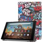 For Amazon Kindle Fire HD 10 2017 / 2019 Colored Drawing Horizontal Flip Leather Case with Three-folding Holder & Sleep / Wake-up Function(Graffiti) - 1