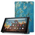 For Amazon Kindle Fire HD 10 2017 / 2019 Colored Drawing Horizontal Flip Leather Case with Three-folding Holder & Sleep / Wake-up Function(Apricot Flower) - 1