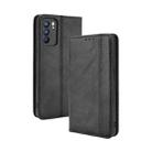 For OPPO Reno6 5G Magnetic Buckle Retro Crazy Horse Texture Horizontal Flip Leather Case with Holder & Card Slots & Photo Frame(Black) - 1