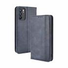 For OPPO Reno6 5G Magnetic Buckle Retro Crazy Horse Texture Horizontal Flip Leather Case with Holder & Card Slots & Photo Frame(Blue) - 1