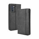 For OPPO Reno6 Pro 5G Magnetic Buckle Retro Crazy Horse Texture Horizontal Flip Leather Case with Holder & Card Slots & Photo Frame(Black) - 1