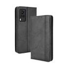 For vivo X60 Pro / X60 5G Curved Surface Magnetic Buckle Retro Crazy Horse Texture Horizontal Flip Leather Case with Holder & Card Slots & Photo Frame(Black) - 1
