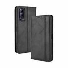 For vivo Y72 5G / iQOO Z3 5G Magnetic Buckle Retro Crazy Horse Texture Horizontal Flip Leather Case with Holder & Card Slots & Photo Frame(Black) - 1