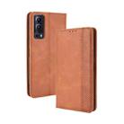 For vivo Y72 5G / iQOO Z3 5G Magnetic Buckle Retro Crazy Horse Texture Horizontal Flip Leather Case with Holder & Card Slots & Photo Frame(Brown) - 1