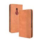 For Fujitsu Arrows Be4 Plus / F-41B Magnetic Buckle Retro Crazy Horse Texture Horizontal Flip Leather Case with Holder & Card Slots & Photo Frame(Brown) - 1