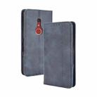 For Fujitsu Arrows Be4 Plus / F-41B Magnetic Buckle Retro Crazy Horse Texture Horizontal Flip Leather Case with Holder & Card Slots & Photo Frame(Blue) - 1