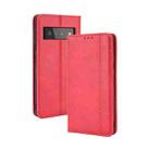 For Google Pixel 6 Magnetic Buckle Retro Crazy Horse Texture Horizontal Flip Leather Case with Holder & Card Slots & Photo Frame(Red) - 1