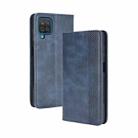 For Samsung Galaxy M32 Magnetic Buckle Retro Crazy Horse Texture Horizontal Flip Leather Case with Holder & Card Slots & Photo Frame(Blue) - 1