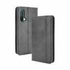 For OnePlus Nord CE 5G Magnetic Buckle Retro Crazy Horse Texture Horizontal Flip Leather Case with Holder & Card Slots & Photo Frame(Black) - 1