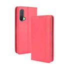 For OnePlus Nord CE 5G Magnetic Buckle Retro Crazy Horse Texture Horizontal Flip Leather Case with Holder & Card Slots & Photo Frame(Red) - 1