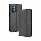 For OnePlus Nord N200 5G Magnetic Buckle Retro Crazy Horse Texture Horizontal Flip Leather Case with Holder & Card Slots & Photo Frame(Black) - 1