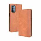 For OnePlus Nord N200 5G Magnetic Buckle Retro Crazy Horse Texture Horizontal Flip Leather Case with Holder & Card Slots & Photo Frame(Brown) - 1