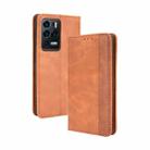 For ZTE Axon 30 Ultra 5G Magnetic Buckle Retro Crazy Horse Texture Horizontal Flip Leather Case with Holder & Card Slots & Photo Frame(Brown) - 1