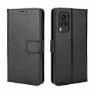 For vivo X60 Pro Overseas Version / X60 5G Curved Surface Version Crazy Horse Texture Horizontal Flip Leather Case with Holder & Card Slots & Lanyard(Black) - 1