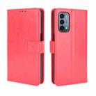 For OnePlus Nord N200 5G Crazy Horse Texture Horizontal Flip Leather Case with Holder & Card Slots & Lanyard(Red) - 1