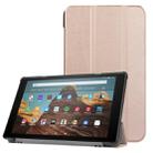For Amazon Kindle Fire HD 10 2017 / 2019Custer Texture Horizontal Flip Leather Case with Three-folding Holder & Sleep / Wake-up Function(Rose Gold) - 1