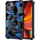 For iPhone 13 mini Camouflage Armor Kickstand TPU + PC Magnetic Phone Case (Blue) - 1