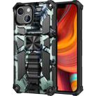 For iPhone 13 Camouflage Armor Kickstand TPU + PC Magnetic Phone Case(Light Green) - 1