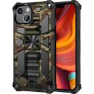 For iPhone 13 Camouflage Armor Kickstand TPU + PC Magnetic Phone Case(Army Green) - 1