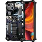 For iPhone 13 Camouflage Armor Kickstand TPU + PC Magnetic Phone Case(Navy Blue) - 1