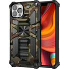 For iPhone 13 Pro Camouflage Armor Kickstand TPU + PC Magnetic Phone Case (Army Green) - 1