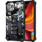 For iPhone 13 Pro Camouflage Armor Kickstand TPU + PC Magnetic Phone Case (Navy Blue) - 1