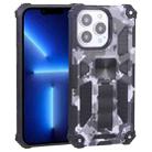 For iPhone 13 Pro Camouflage Armor Kickstand TPU + PC Magnetic Phone Case  (Grey) - 1