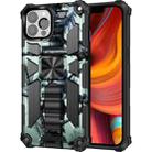 For iPhone 13 Pro Max Camouflage Armor Kickstand TPU + PC Magnetic Phone Case (Light Green) - 1