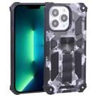 For iPhone 13 Pro Max Camouflage Armor Kickstand TPU + PC Magnetic Phone Case  (Grey) - 1