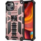 For iPhone 13 Armor Shockproof TPU + PC Magnetic Protective Case with Holder(Rose Gold) - 1