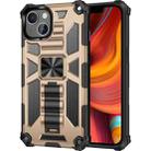 For iPhone 13 Pro Armor Shockproof TPU + PC Magnetic Protective Case with Holder (Gold) - 1