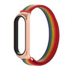 For Xiaomi Mi Band 6 / 5 / 4 / 3 Mijobs CS Breathable Nylon Watch Band(Rainbow Rose gold) - 1