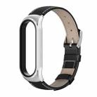 For Xiaomi Mi Band 6 / 5 / 4 / 3 Mijobs CS First Layer Cowhide Watch Band(Black + Silver) - 1