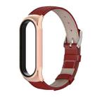 For Xiaomi Mi Band 6 / 5 / 4 / 3 Mijobs CS First Layer Cowhide Watch Band(Red + Rose Gold) - 1