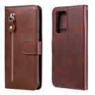 For OPPO Reno6 Pro+ 5G Fashion Calf Texture Zipper Horizontal Flip Leather Case with Holder & Card Slots & Wallet(Brown) - 1