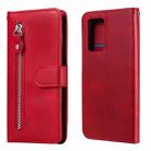 For OPPO Reno6 Pro 5G Fashion Calf Texture Zipper Horizontal Flip Leather Case with Holder & Card Slots & Wallet(Red) - 1