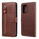 For OPPO Reno6 Pro 5G Fashion Calf Texture Zipper Horizontal Flip Leather Case with Holder & Card Slots & Wallet(Brown) - 1