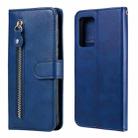 For OPPO Reno6 5G Fashion Calf Texture Zipper Horizontal Flip Leather Case with Holder & Card Slots & Wallet(Blue) - 1