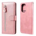 For Xiaomi Redmi K40 Fashion Calf Texture Zipper Horizontal Flip Leather Case with Holder & Card Slots & Wallet(Rose Gold) - 1