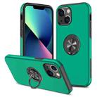 For iPhone 13 mini Magnetic Ring Kickstand Shockproof Phone Case (Dark Green) - 1