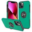 For iPhone 13 Magnetic Ring Kickstand Shockproof Phone Case(Dark Green) - 1