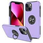 For iPhone 13 Magnetic Ring Kickstand Shockproof Phone Case(Purple) - 1