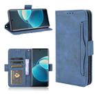 For vivo X60 Pro / X60 5G Curved Surface Skin Feel Calf Pattern Horizontal Flip Leather Case with Holder & Card Slots & Photo Frame(Blue) - 1