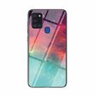 For Samsung Galaxy A21s Starry Sky Painted Tempered Glass TPU Shockproof Protective Case(Color Starry Sky) - 1
