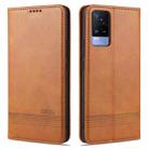 For vivo V21e AZNS Magnetic Calf Texture Horizontal Flip Leather Case with Card Slots & Holder & Wallet(Light Brown) - 1