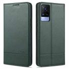 For vivo V21e AZNS Magnetic Calf Texture Horizontal Flip Leather Case with Card Slots & Holder & Wallet(Dark Green) - 1