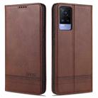 For vivo Y73 (2021) AZNS Magnetic Calf Texture Horizontal Flip Leather Case with Card Slots & Holder & Wallet(Dark Brown) - 1