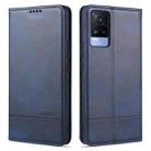 For vivo Y73 (2021) AZNS Magnetic Calf Texture Horizontal Flip Leather Case with Card Slots & Holder & Wallet(Dark Blue) - 1